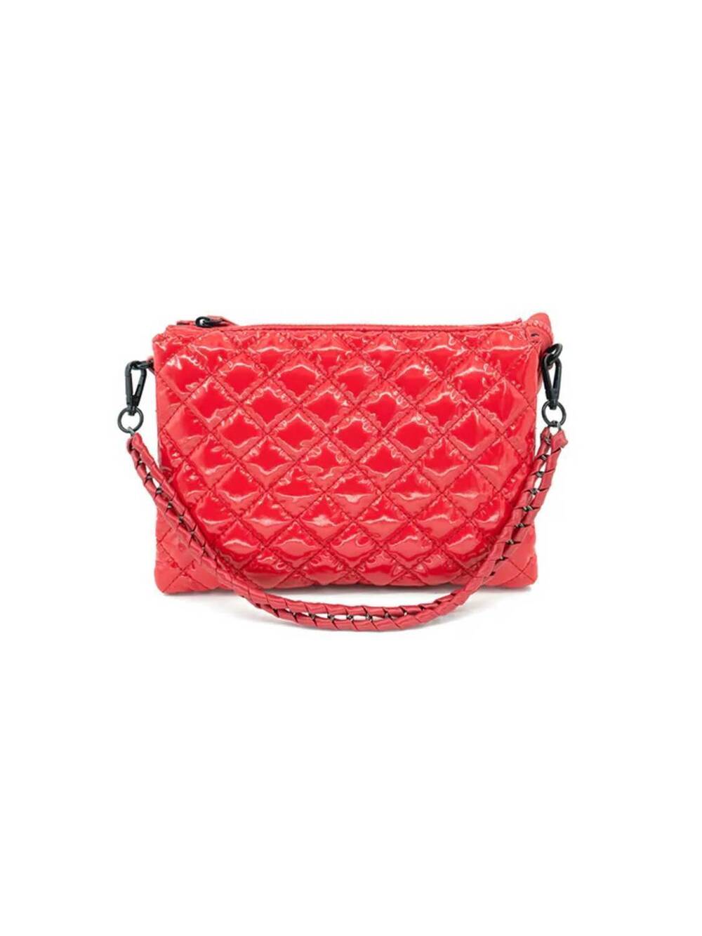 NEW BC HANDBAGS women's quilted patent shoulder bag in red